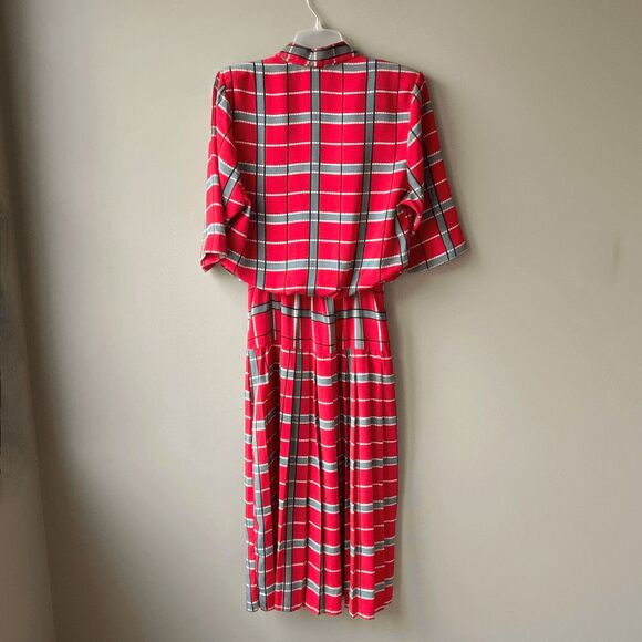 VTG 80s Red Plaid Jonathan Martin Dress | Anime School Girl Costume M - Picture 3 of 8